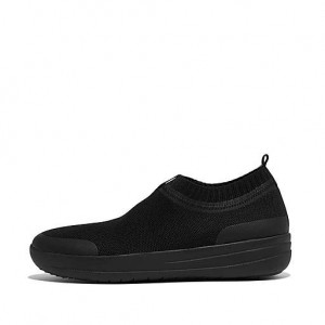 Women's FitFlop ÜBERKNIT Slip-On Sneakers Black | 37XETGDJP